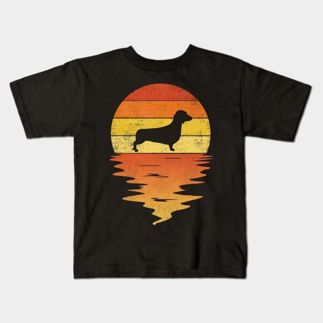 Dachshund Retro Vintage Sunset Kids T-Shirt by Xamgi